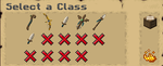 Class selection menu. Players without a rank have 6 slots, those with VIP have 9, VIP+ has 11, and HERO 14.